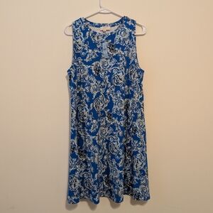 NWT LOFT Outlet Blue Sleeveless Swing Dress, Size PL